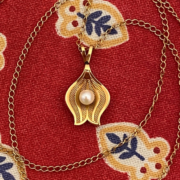 VTG I Van Dell I 14K Gold Filled Necklace with Pearl - Picture 12 of 16